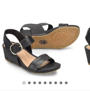 SOFFT Vaya Wedge Leather Black Sandals Women's 9.5